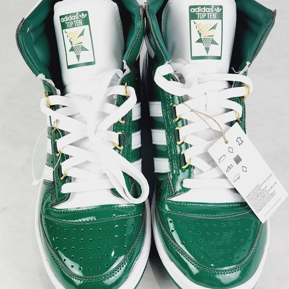 adidas Shoes Mens Adidas Top Ten Basketball Shoes Patent Leather Green High Top Poshmark